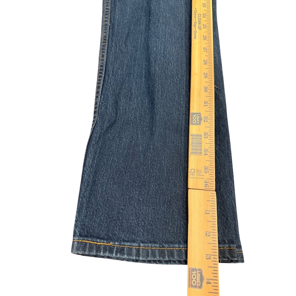 Levis 505 Regular Fit Straight Leg Jeans Mens 34x30 Dark Indigo Blue Denim - Picture 8 of 9